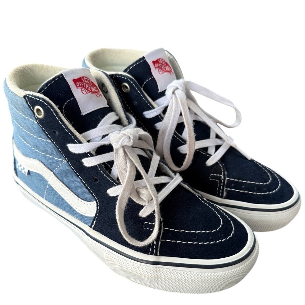 Vans‎ Sk8 Mid Pro Navy Blue Suede Canvas Skate Shoes Men US 7 UK 6 EUR 39